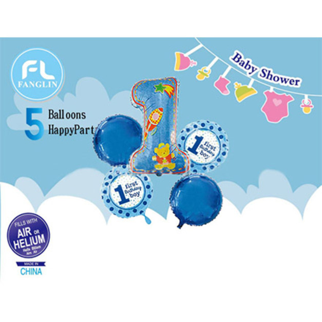 76cm 1歲生日男孩5件組 球束