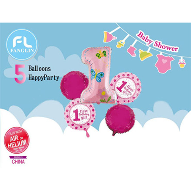 76cm 1歲生日女孩5件組 球束