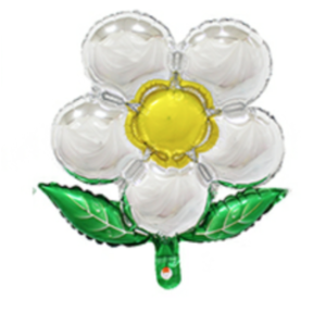 42cm 綠葉五瓣花鋁箔氣球-銀色