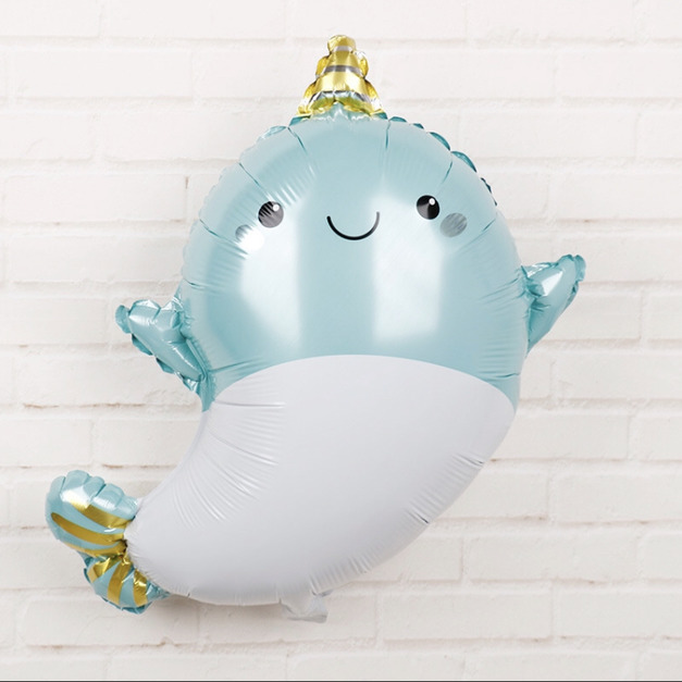 65cm 海洋獨角鯨鋁箔氣球-珠光紫色