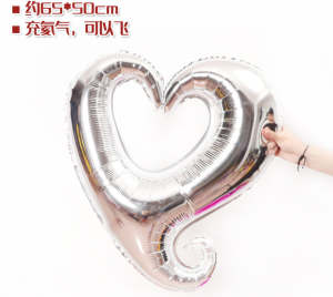 【預購】65cm愛心勾勾鋁箔氣球-銀色