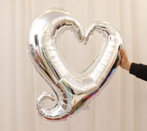 80cm愛心勾勾鋁箔氣球-銀色
