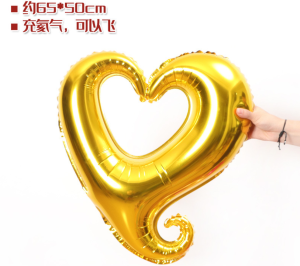 【預購】65cm愛心勾勾鋁箔氣球-金色