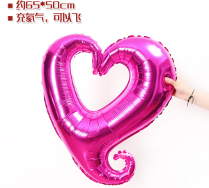 【預購】65cm愛心勾勾鋁箔氣球-玫紅色