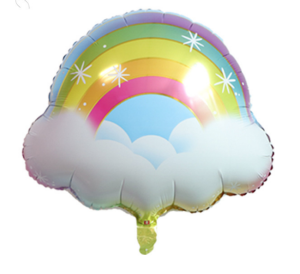 50cm 自然系列鋁箔氣球- 馬卡龍色彩虹白雲