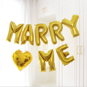 16吋「嫁給我吧」字母鋁箔氣球套組-金色MARRY ME