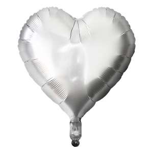 18吋愛心鋁箔球-金屬白色