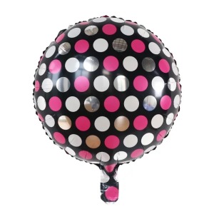 18吋圓形點點-粉銀亮白色