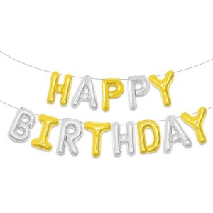 16吋 生日字母套組-閃金閃銀