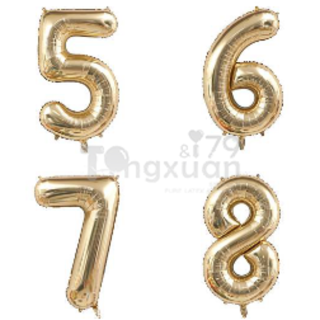 40吋白金色數字球-5678