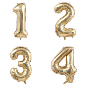 40吋白金色數字球-1234