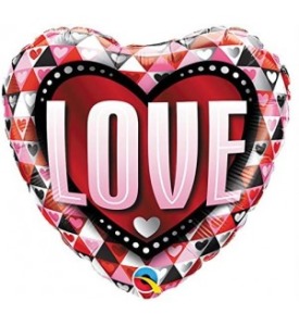 45cm 愛情鋁箔氣球-LOVE鑽石心 【Ｑ牌優惠中】
