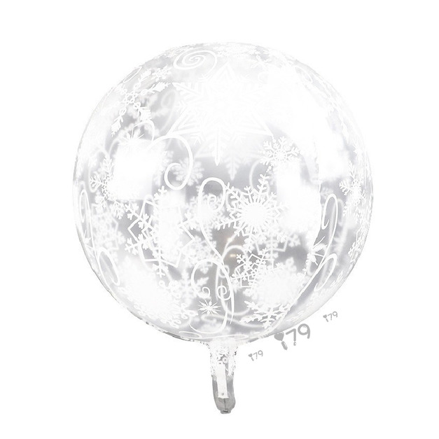 22吋4D立體圓球鋁箔氣球-白色雪花