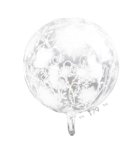 22吋4D立體圓球鋁箔氣球-白色雪花