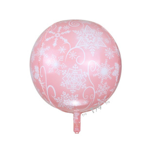22吋4D立體圓球鋁箔氣球-粉色雪花
