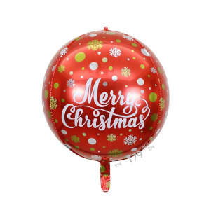 22吋4D立體圓球鋁箔氣球-紅色聖誕