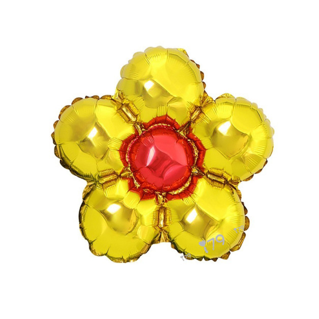 45cm 素面花朵鋁箔氣球-五瓣花 靓金紅心
