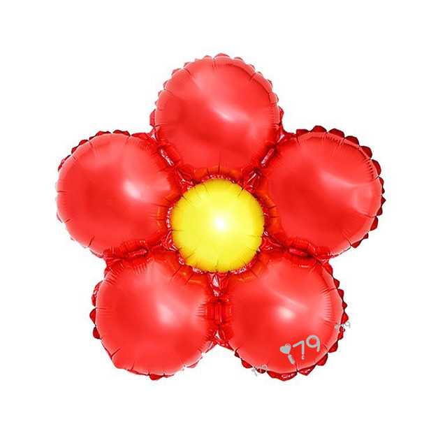 45cm 素面花朵鋁箔氣球-五瓣花 靓紅金心