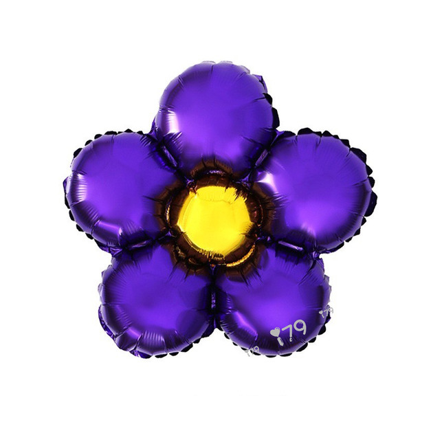 45cm 素面花朵鋁箔氣球-五瓣花 紫辦金心