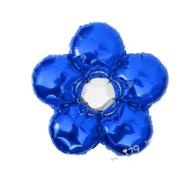 45cm 素面花朵鋁箔氣球-五瓣花 藍辦銀心