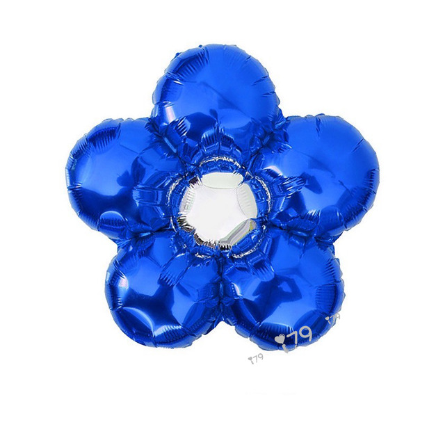 45cm 素面花朵鋁箔氣球-五瓣花 藍辦銀心