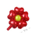 45cm 素面花朵鋁箔氣球-五瓣心花 靓紅金心