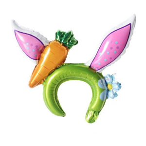 40cm 髮箍鋁箔氣球-蘿蔔綠兔子