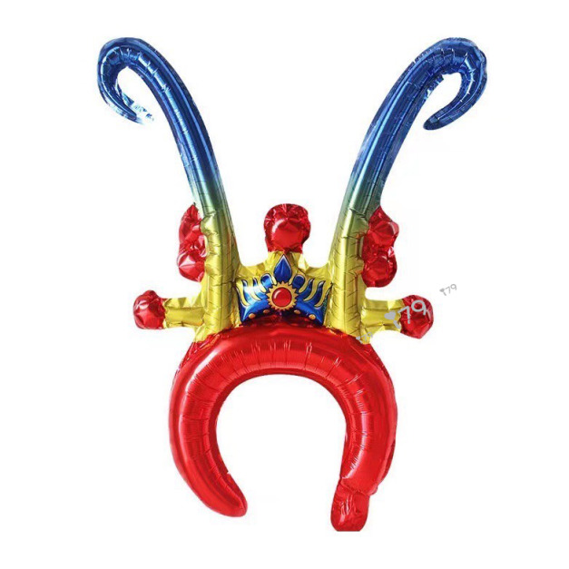 49cm 髮箍鋁箔氣球-京劇頭飾藍紅