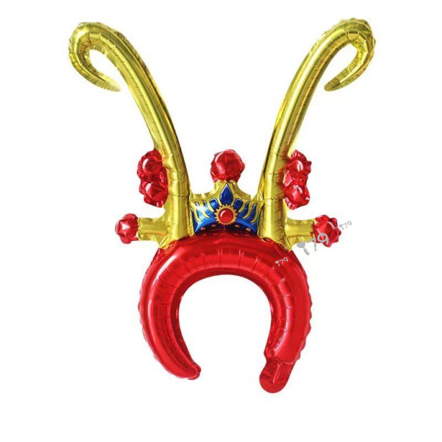 49cm 髮箍鋁箔氣球-京劇頭飾金紅