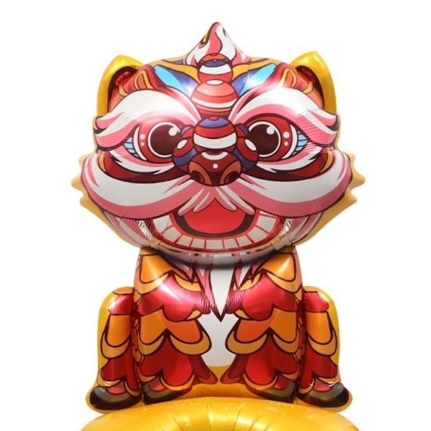 63cm新年節 站立立體舞獅金底-小