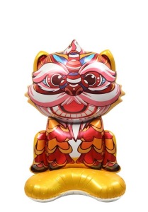 63cm新年節 站立立體舞獅金底-小