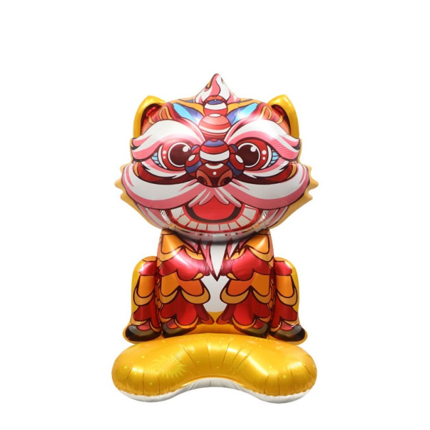 80cm新年節 站立立體舞獅金底-大