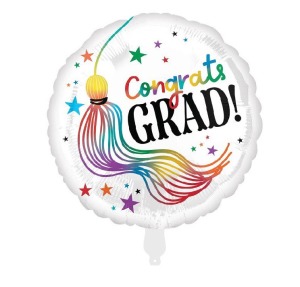 45cm 畢業系列鋁箔氣球-白底畢業球