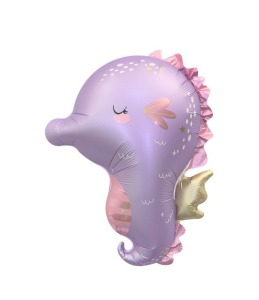 64cm海洋鋁箔氣球 紫色海馬寶寶