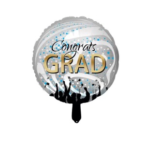 45cm 畢業系列鋁箔氣球-銀色畢業球