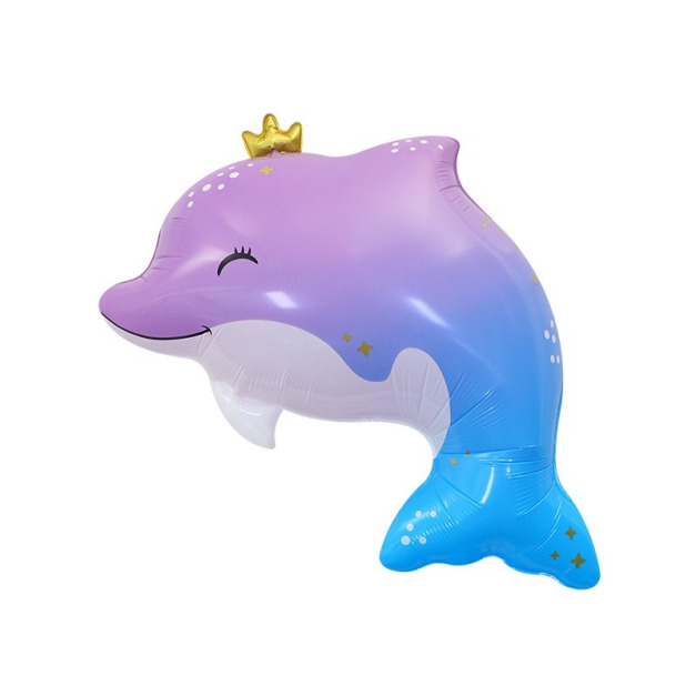 64cm 海洋系列鋁箔球-紫星海豚