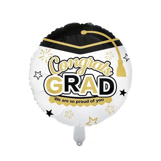45cm 畢業系列鋁箔氣球-畢業帽白底GRAD