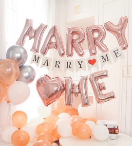 16吋「嫁給我吧」字母鋁箔氣球套組-玫瑰金色MARRY ME