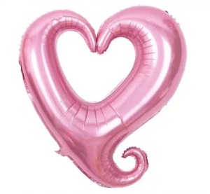 100cm愛心勾勾鋁箔氣球-粉色(球柱搭配)