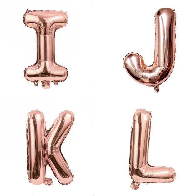 16吋玫瑰金字母球-I.J.K.L
