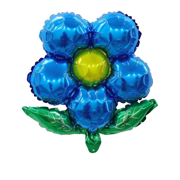 42cm 綠葉五瓣花鋁箔氣球-深藍/淺藍/金/銀/紫