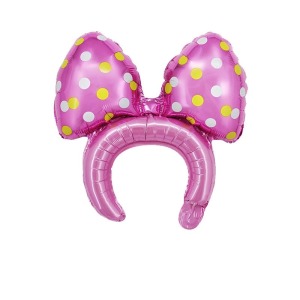 40cm 髮箍鋁箔氣球-蝴蝶結粉色