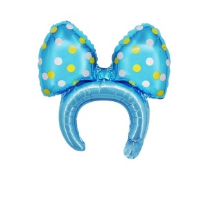 40cm 髮箍鋁箔氣球-蝴蝶結藍色