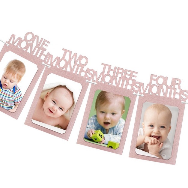 【派對佈置】150cm周歲寶寶相框掛旗 粉色