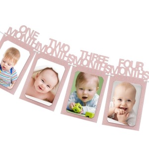 【派對佈置】150cm周歲寶寶相框掛旗 粉色