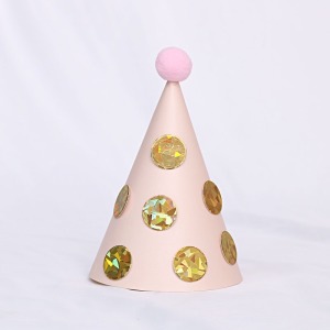 生日三角帽-粉色金點