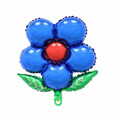 42cm 綠葉五瓣花鋁箔氣球-深藍色紅心