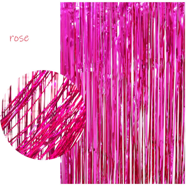 【派對商品】2m鋁箔雨絲流蘇-玫紅色