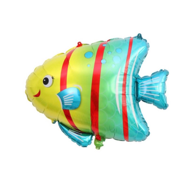 79cm黃藍泡泡魚鋁箔球