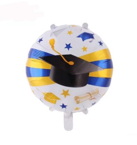 45cm 畢業系列鋁箔氣球-金藍緞帶畢業帽